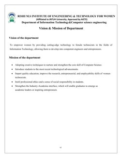 vi
RISHI M.S INSTITUTE OF ENGINEERING & TECHNOLOGY FOR WOMEN
(Affiliated to JNTUH University, Approved by AICTE)
Department o