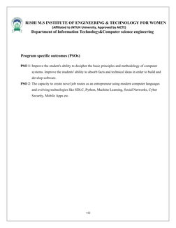 viii
RISHI M.S INSTITUTE OF ENGINEERING & TECHNOLOGY FOR WOMEN
(Affiliated to JNTUH University, Approved by AICTE)
Department