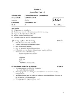 C Programming Sample Question Papers | PDF | Computer Program | Programming