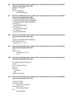 Python Error and Output Questions | PDF | Python (Programming Language ...