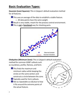 2 
 
Basic Evaluation Types: 
Gaussian (Least Squares): This is Calypso’s default evaluation method 
for all features. 
 This