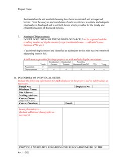 Project Name
Residential needs and available housing have been inventoried and are reported 
herein.  From the analysis and c