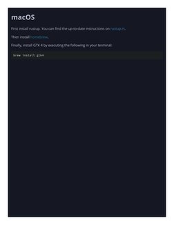 macOS
First install rustup. You can find the up-to-date instructions on rustup.rs (https://rustup.rs/).
Then install homebrew
