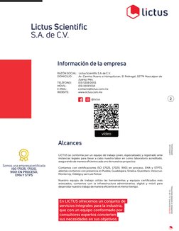 Lictus Scientific
S.A. de C.V.
Información de la empresa
RAZÓN SOCIAL:   Lictus Scientiﬁc S.A. de C.V.
DOMICILIO:      Av. Ca
