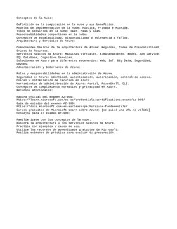 Conceptos de la Nube:
Definición de la computación en la nube y sus beneficios.
Modelos de implementación de la nube: Pública