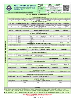 CUSTOMS HOUSE 60,RAJAJISALAI,CHENNAI-600001
Port Code
SB No
SB Date
INMAA1
5230102
08-NOV-23
AALCP4598G
IEC/Br
GSTIN/TYPE
CB