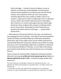 Dios les bendiga, … Cuando tu vienes a la iglesia, a veces no 
sabemos si venimos por responsabilidad o venimos porque 
tenem