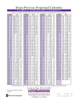 Depo Chart.pdf Depo-Provera Dosing Calendar 2025 | PDF | Medical Specialties