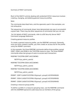 Setropts Summary of RACF Commands | PDF | System Software | Computer Architecture