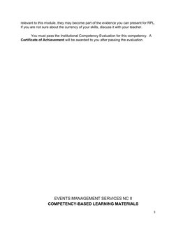 relevant to this module, they may become part of the evidence you can present for RPL.
If you are not sure about the currency