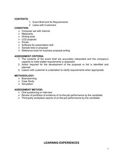 CONTENTS: 
1. Event Brief and Its Requirements
2. Liaise with Customers
CONDITION:
Computer set with internet
Metacards
Wr