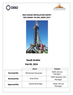 Mud Cooler Installation for SANAD-604 | PDF