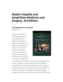 mader’s reptile and amphibian 3rd ed Mader's Reptile & Amphibian Medicine | PDF | Medicine | Surgery
