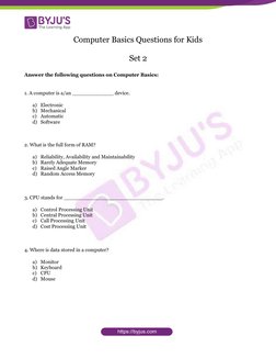 Basic Computer Questions for Kids | PDF | Computers