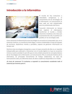 Introducción a la Informática 
 
El mundo de hoy evoluciona a 
velocidades 
vertiginosas 
y 
el 
conocimiento de las tecn