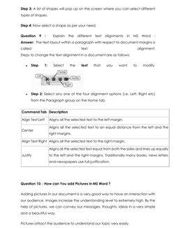 Step 3: A list of shapes will pop up on the screen where you can select different 
types of shapes. 
Step 4: Now select a sha
