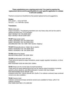 These substitutions are a starting point only! You need to examine the 
replacement device and its specifications for your sp