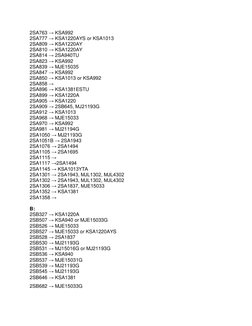 2SA763 → KSA992 
2SA777 → KSA1220AYS or KSA1013 
2SA809 → KSA1220AY 
2SA810 → KSA1220AY 
2SA814 → 2SA940TU 
2SA823 → KSA992