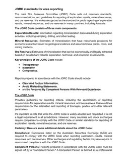 Jorc Resource JORC Standards for Mineral Reporting | PDF | Business | Finance & Money ...