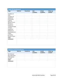 Bbs Checklist.pdf Behavior Based Safety Checklists | PDF | Personal Protective Equipment ...