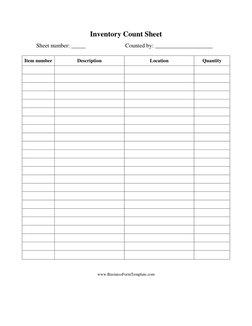 Inventory Count Sheet Template | PDF | Finance & Money Management