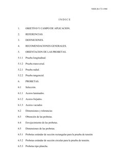 NMX-B-172-1988  
 
I N D I C E 
  
 
1. 
OBJETIVO Y CAMPO DE APLICACION. 
 
2. 
REFERENCIAS. 
 
3. 
DEFINICIONES. 
 
4. 
RECO