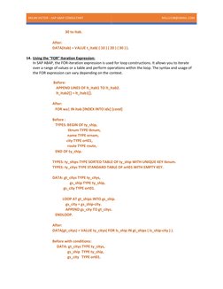 MILAN VICTOR – SAP ABAP CONSULTANT 
MILLU138@GMAIL.COM 
 
 
 
              30 to itab. 
 
After: 
DATA(itab) = VALUE t_itab(