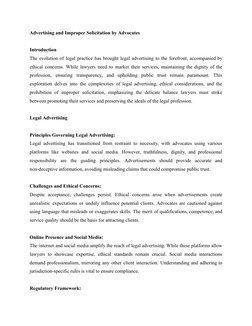 Advertising and Improper Solicitation by Advocates
Introduction
The evolution of legal practice has brought legal advertising