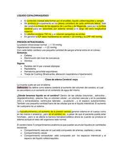 LÍQUIDO CEFALORRAQUÍDEO 
• 
El contenido craneal esta formar por el encéfalo, líquido cefalorraquídeo y sangre. 
• 
Se produc