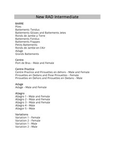 RAD Intermediate シラバスブック RAD Intermediate Ballet Syllabus Overview | PDF