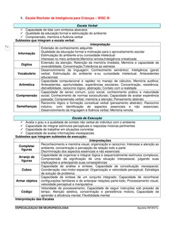 ESPECIALIZAÇAO EM NEUROPSICOLOGIA
Apostila INFANTIL
5
1. Escala Wechsler de Inteligência para Crianças – WISC III