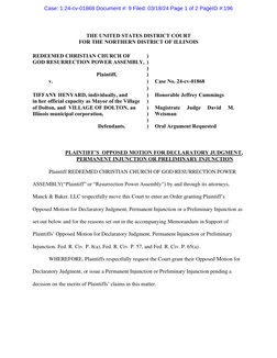 THE UNITED STATES DISTRICT COURT  
FOR THE NORTHERN DISTRICT OF ILLINOIS  
                        
 
 
REDEEMED CHRISTIAN CH