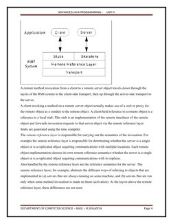 ADVANCED JAVA PROGRAMMING -     UNIT II
A remote method invocation from a client to a remote server object travels down throu