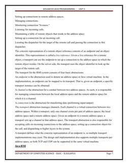 ADVANCED JAVA PROGRAMMING -     UNIT II
Setting up connections to remote address spaces.
Managing connections.
Monitoring con