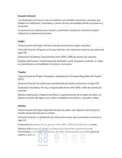Impacto Cultural: 
 Los destilados y licores no solo son bebidas, sino también elementos culturales que 
reflejan las tradici