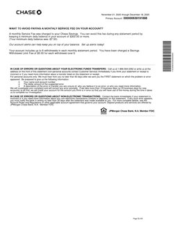 000000639191888
11924090303000000063
 5 
 6
Page
of
IN CASE OF ERRORS OR QUESTIONS ABOUT YOUR ELECTRONIC FUNDS TRANSFERS: 
I