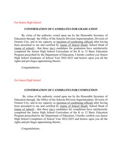 Graduation Conferral Statement Graduation Presentation and Confirmation | PDF | School Types | Youth
