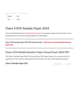 Class 4 EVS Annual Exam Paper 2024 | PDF | Qualifications | Schools