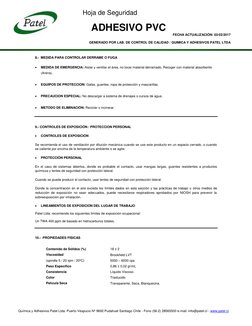 Hoja de Seguridad      
      
 
            ADHESIVO PVC 
FECHA ACTUALIZACIÓN: 03/02/2017 
 
GENER