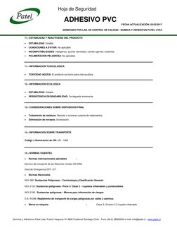 Hoja de Seguridad      
      
 
            ADHESIVO PVC 
FECHA ACTUALIZACIÓN: 03/02/2017 
 
GENER