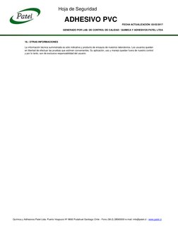 Hoja de Seguridad      
      
 
            ADHESIVO PVC 
FECHA ACTUALIZACIÓN: 03/02/2017 
 
GENER