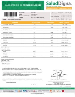 Nº Cliente: 
Folio : 
Fecha de Nacimiento: 
Médico: 
15752306 
220816070377 
14/06/2000 
A QUIEN CORRESPONDA 
16/11/2023 
11: