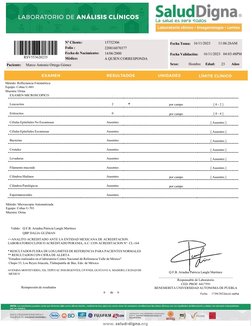 Nº Cliente: 
Folio : 
Fecha de Nacimiento: 
Médico: 
15752306 
220816070377 
14/06/2000 
A QUIEN CORRESPONDA 
16/11/2023