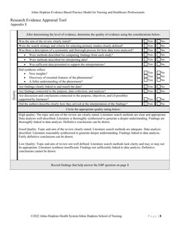 Johns Hopkins Evidence Appraisal Tool | PDF | Evidence Based Medicine ...