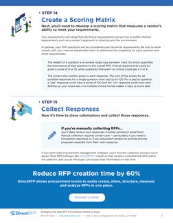 Create a Scoring Matrix
STEP 14
Your requirements will range from technical requirements and pricing to softer internal 
requ
