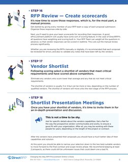 RFP Review — Create scorecards
STEP 16
It’s now time to score those responses, which is, for the most part, a 
manual process
