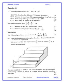 Number Patterns Grade 12 Notes.pdf Grade 12 Sequences and Series Guide | PDF | Mathematics | Mathematical ...
