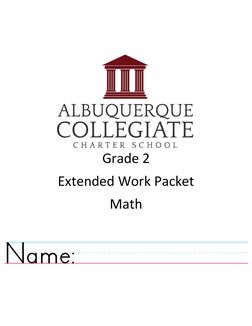 Grade 2  
Extended Work Packet
Math
