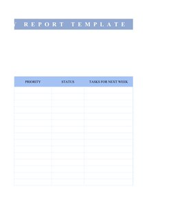 K  L  Y     R  E  P  O  R  T     T  E  M  P  L  A  T  E
PRIORITY
STATUS
TASKS FOR NEXT WEEK
