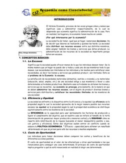 1
Economía como CienciaSocial
Filos. Griego Aristóteles
INTRODUCCIÓN
El término Economía, proviene de las voces griegas oikos